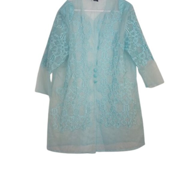 Harmony New York Womens 3 Piece Midi Skirt Set Blue Linen Plus 20W - Picture 1 of 5